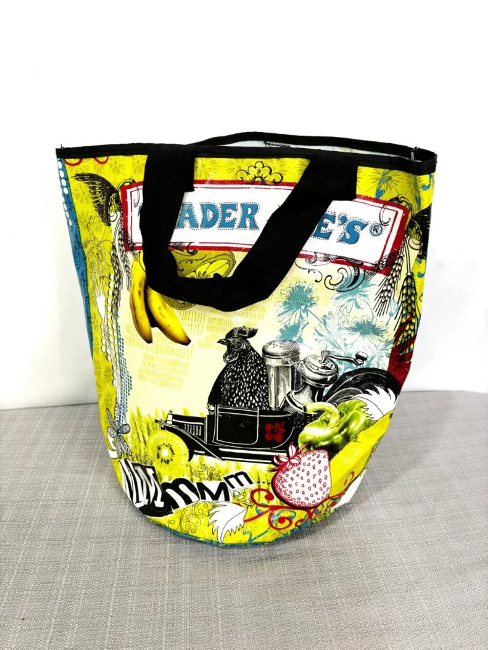 Vintage Trader Joe’s Sailing Ship & Rooster Barrel Shopping Bag EUC